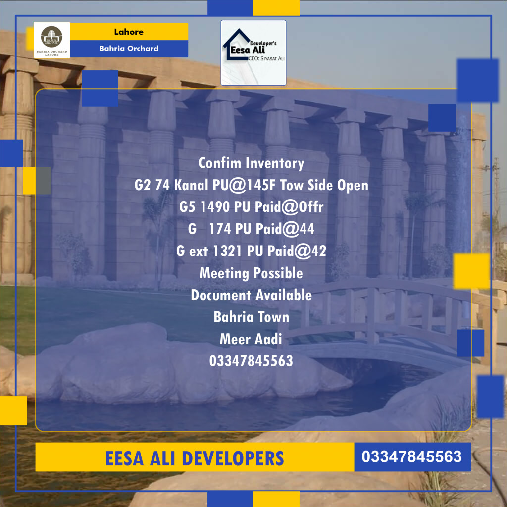 Residential Plot for Sale in Bahria Orchard, Lahore - (BP-96909)
