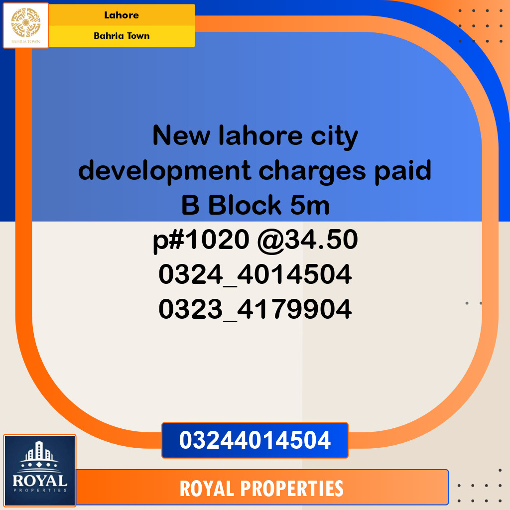 Residential Plot for Sale in Bahria Town, Lahore - (BP-96912)