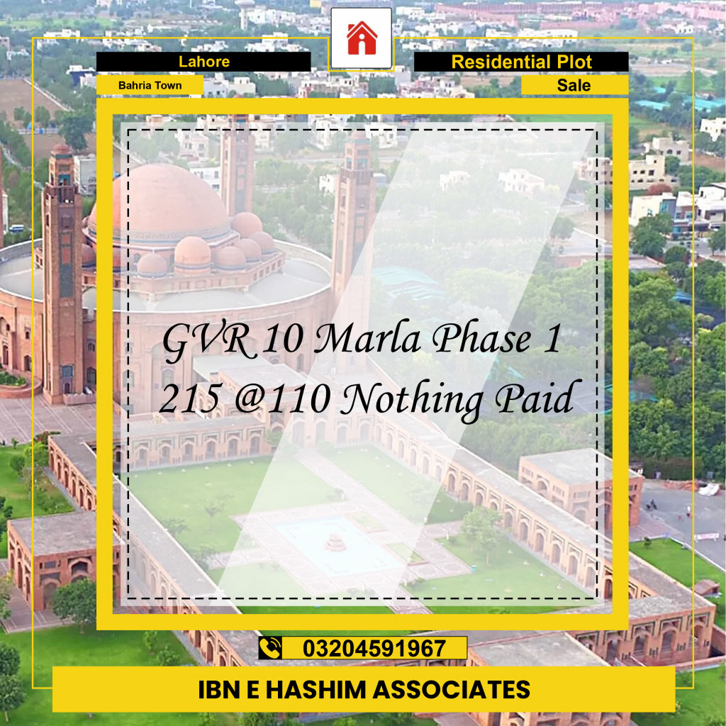 Residential Plot for Sale in Bahria Town, Lahore - (BP-96917)