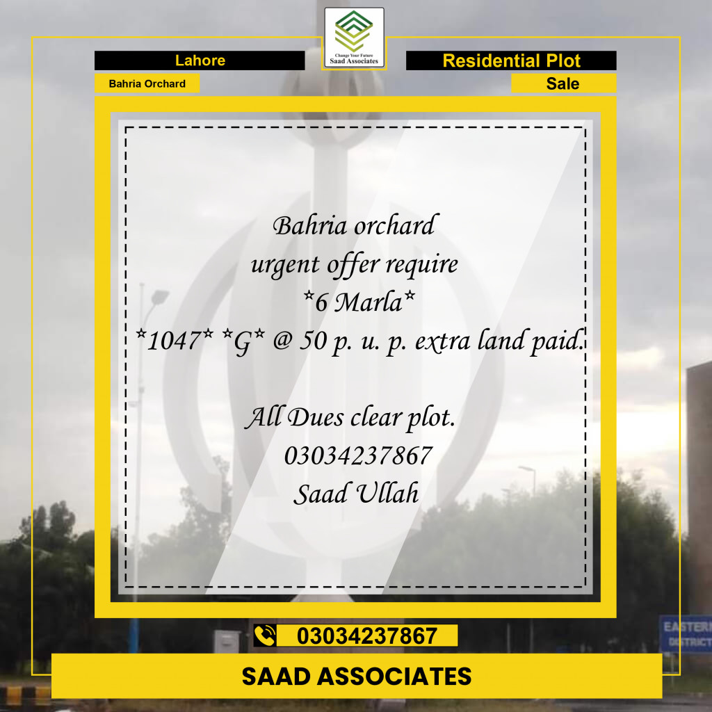 Residential Plot for Sale in Bahria Orchard, Lahore - (BP-96930)