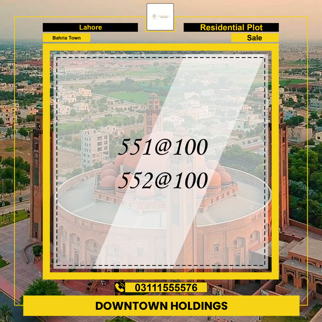 Residential Plot for Sale in Bahria Town, Lahore - (BP-96933)