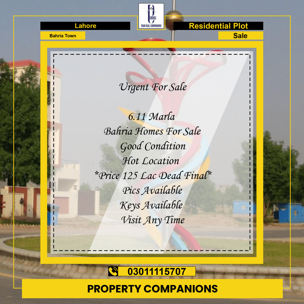 Residential Plot for Sale in Bahria Town, Lahore - (BP-96942)