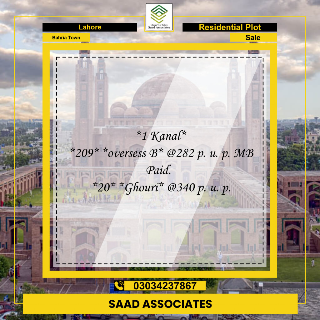 Residential Plot for Sale in Bahria Town, Lahore - (BP-96947)