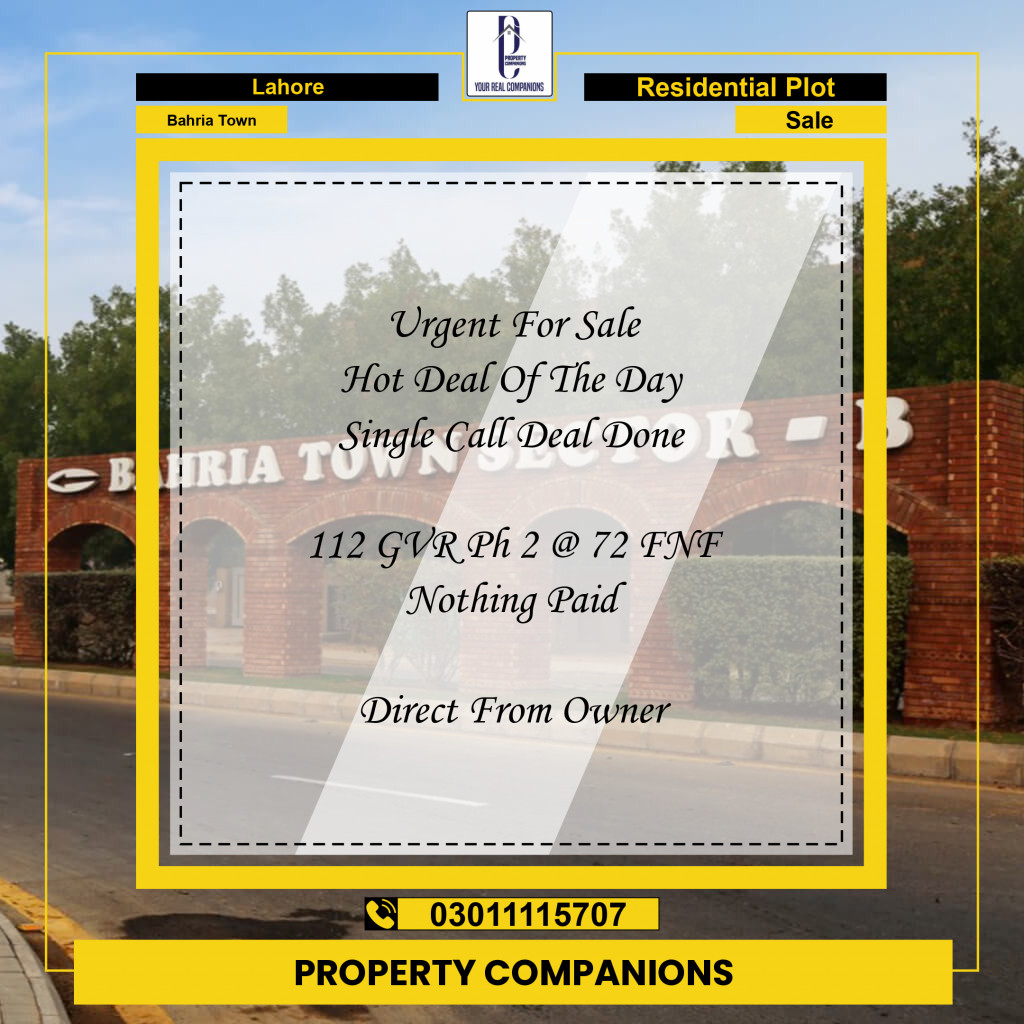 Residential Plot for Sale in Bahria Town, Lahore - (BP-96953)