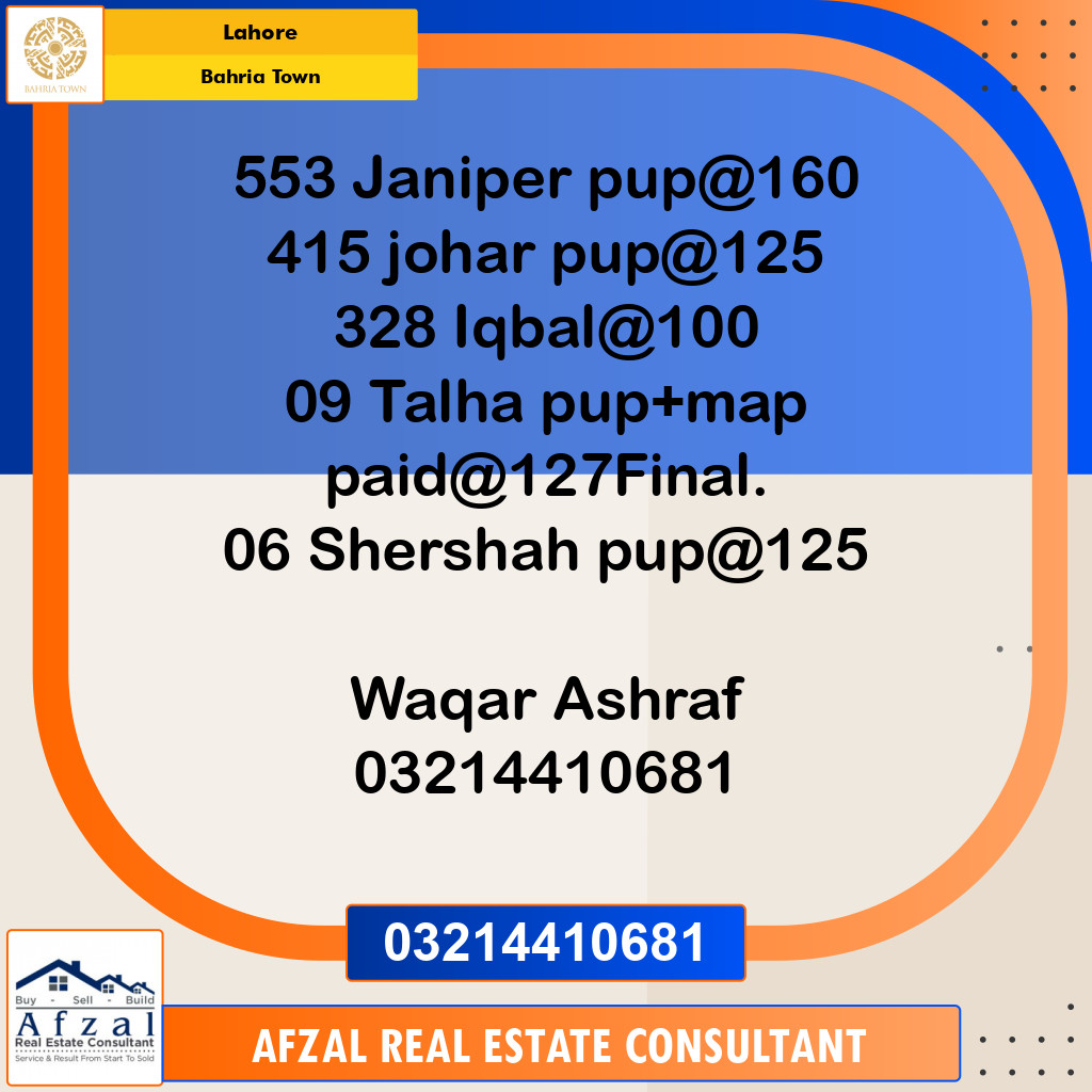 Residential Plot for Sale in Bahria Town, Lahore - (BP-96958)