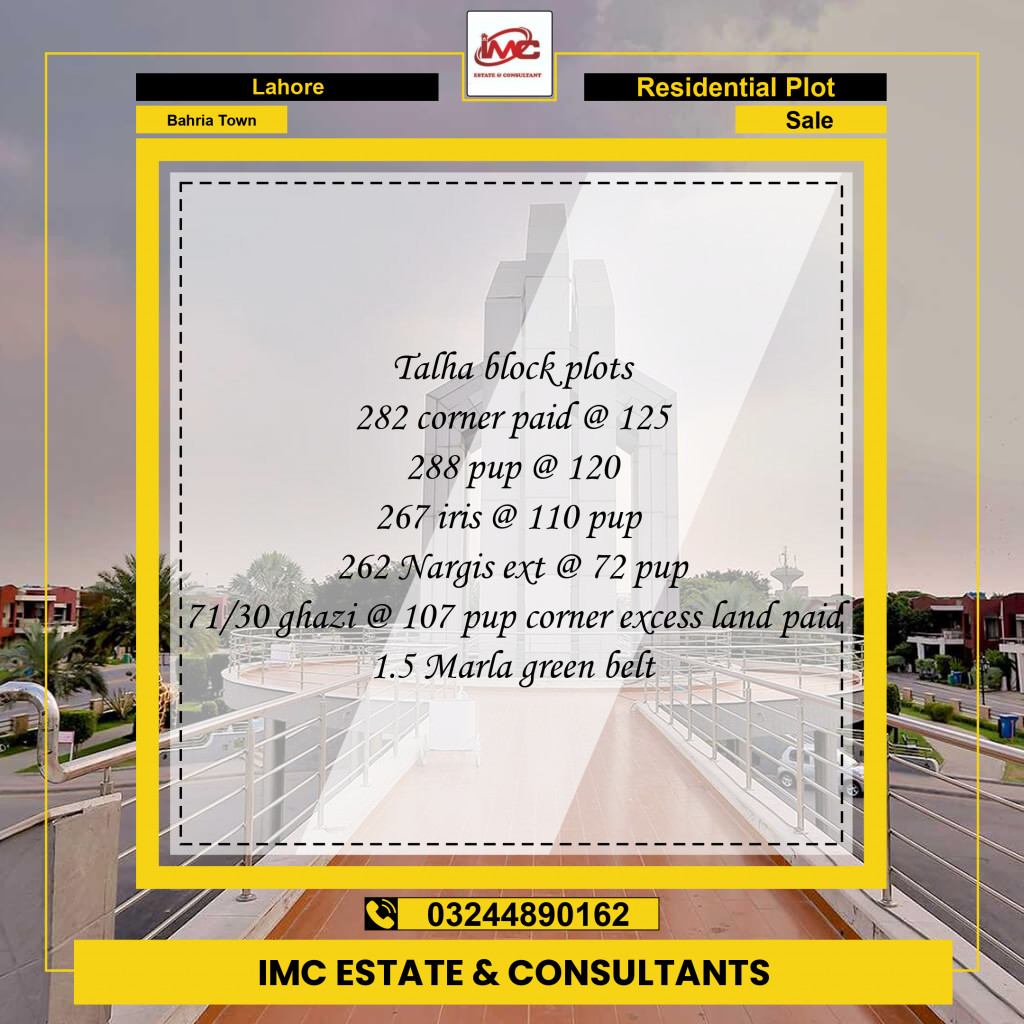 Residential Plot for Sale in Bahria Town, Lahore - (BP-96966)