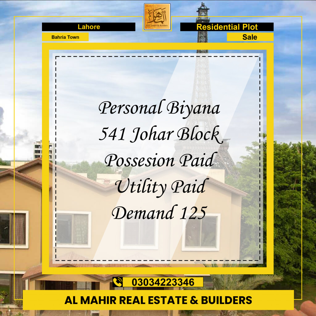 Residential Plot for Sale in Bahria Town, Lahore - (BP-96968)