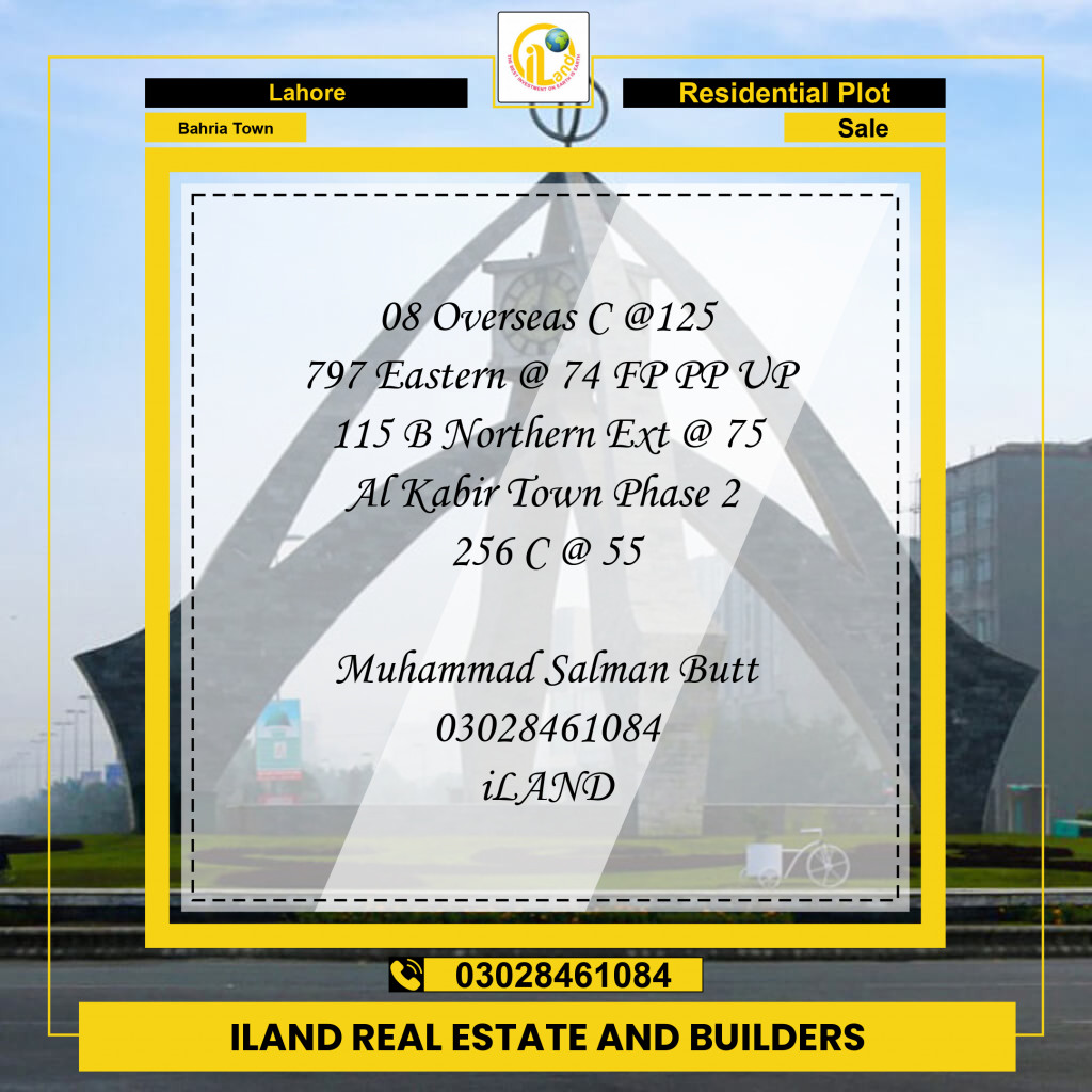 Residential Plot for Sale in Bahria Town, Lahore - (BP-96972)