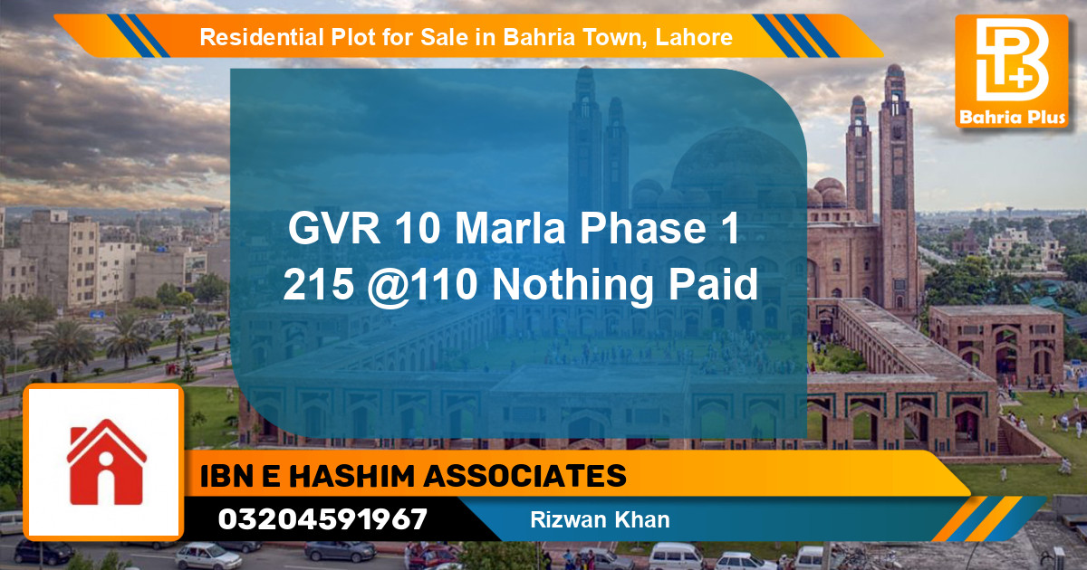 Residential Plot for Sale in Bahria Town, Lahore - (BP-96974)