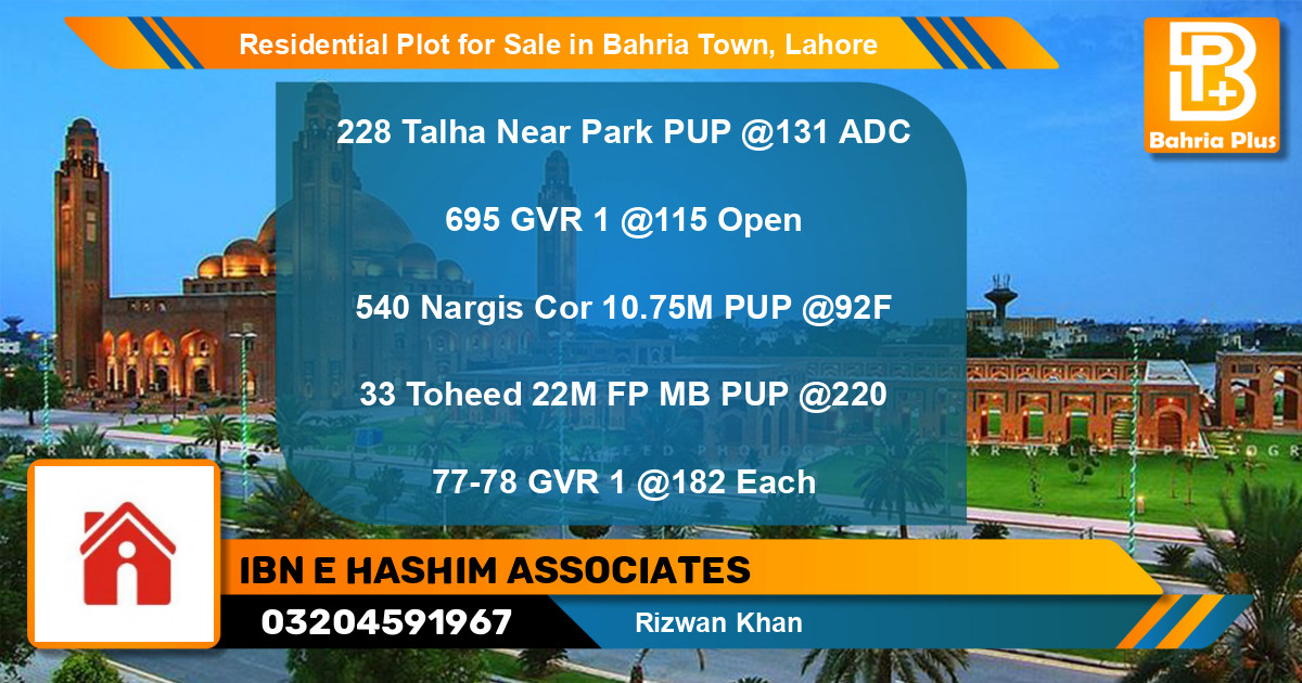 Residential Plot for Sale in Bahria Town, Lahore - (BP-96980)
