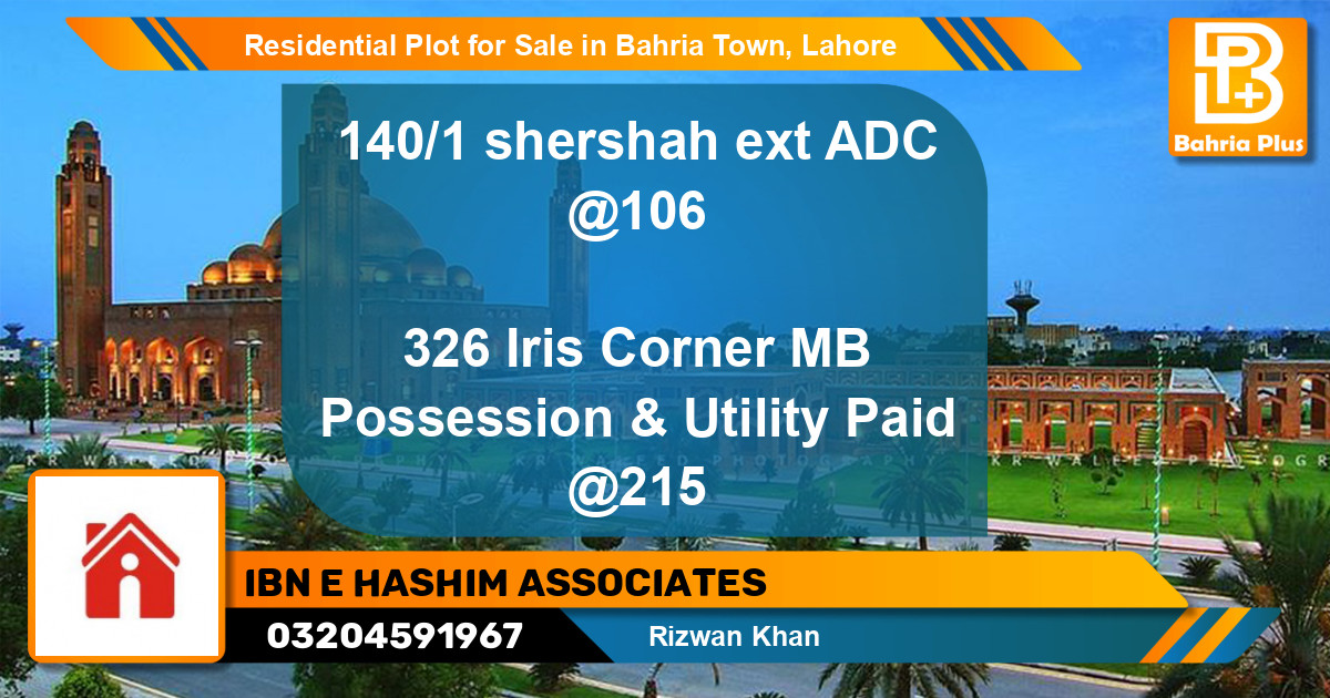 Residential Plot for Sale in Bahria Town, Lahore - (BP-96981)
