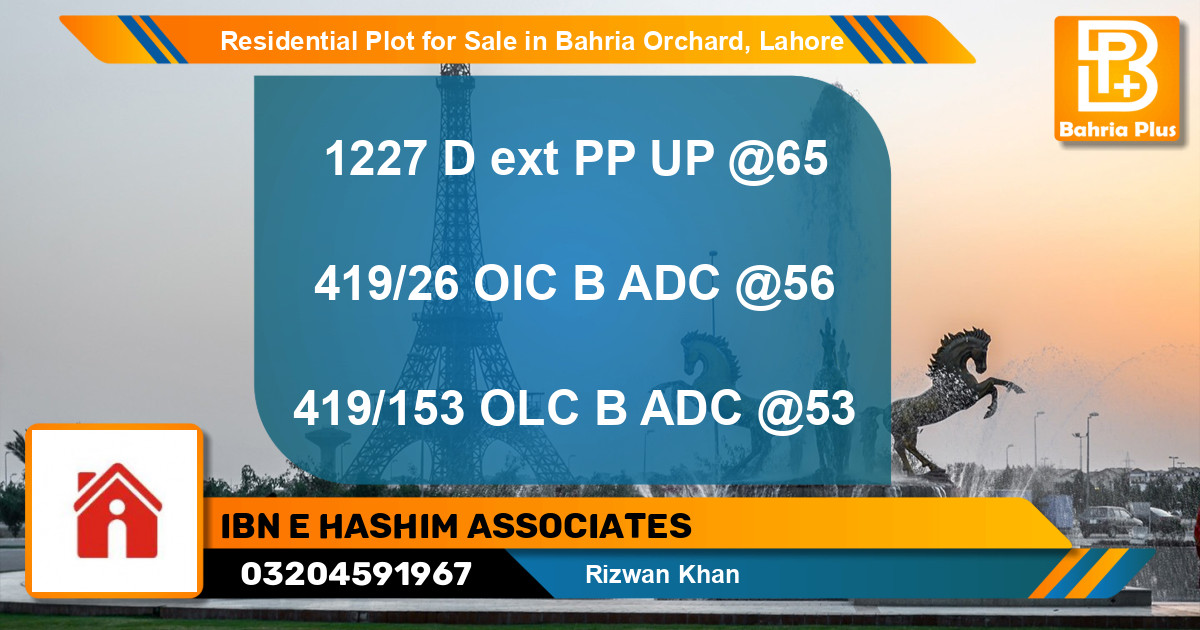 Residential Plot for Sale in Bahria Orchard, Lahore - (BP-96983)