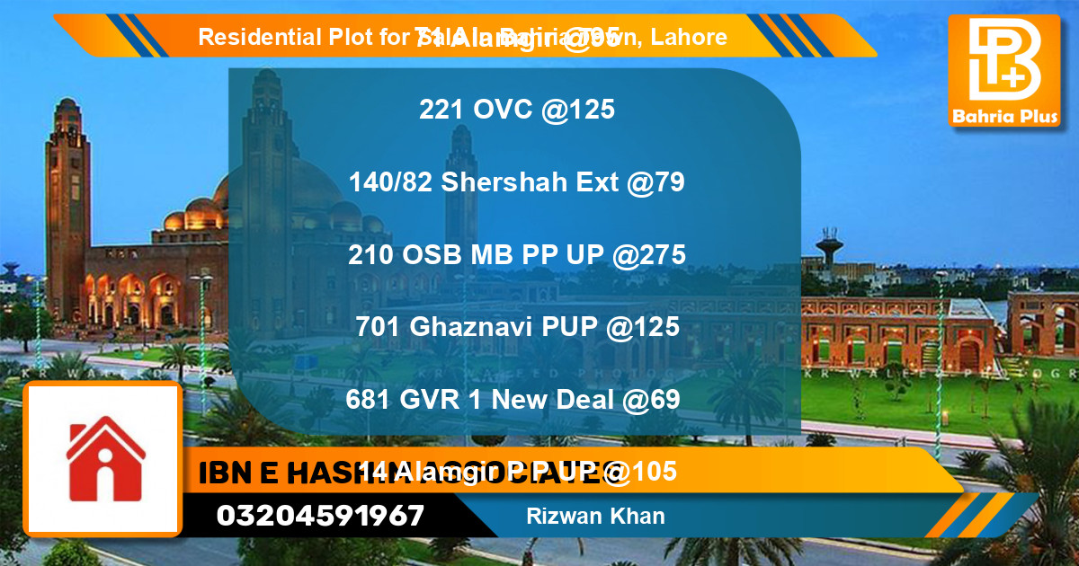 Residential Plot for Sale in Bahria Town, Lahore - (BP-96984)