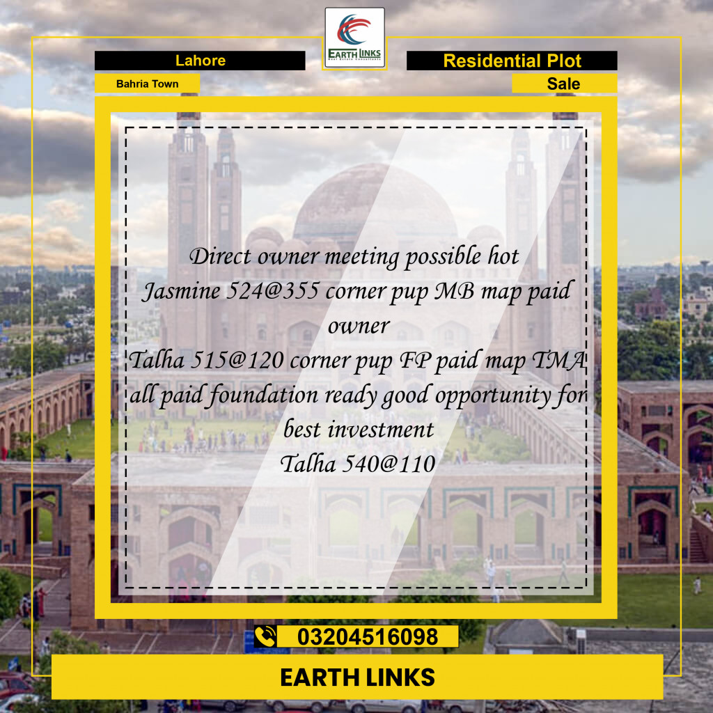 Residential Plot for Sale in Bahria Town, Lahore - (BP-96991)