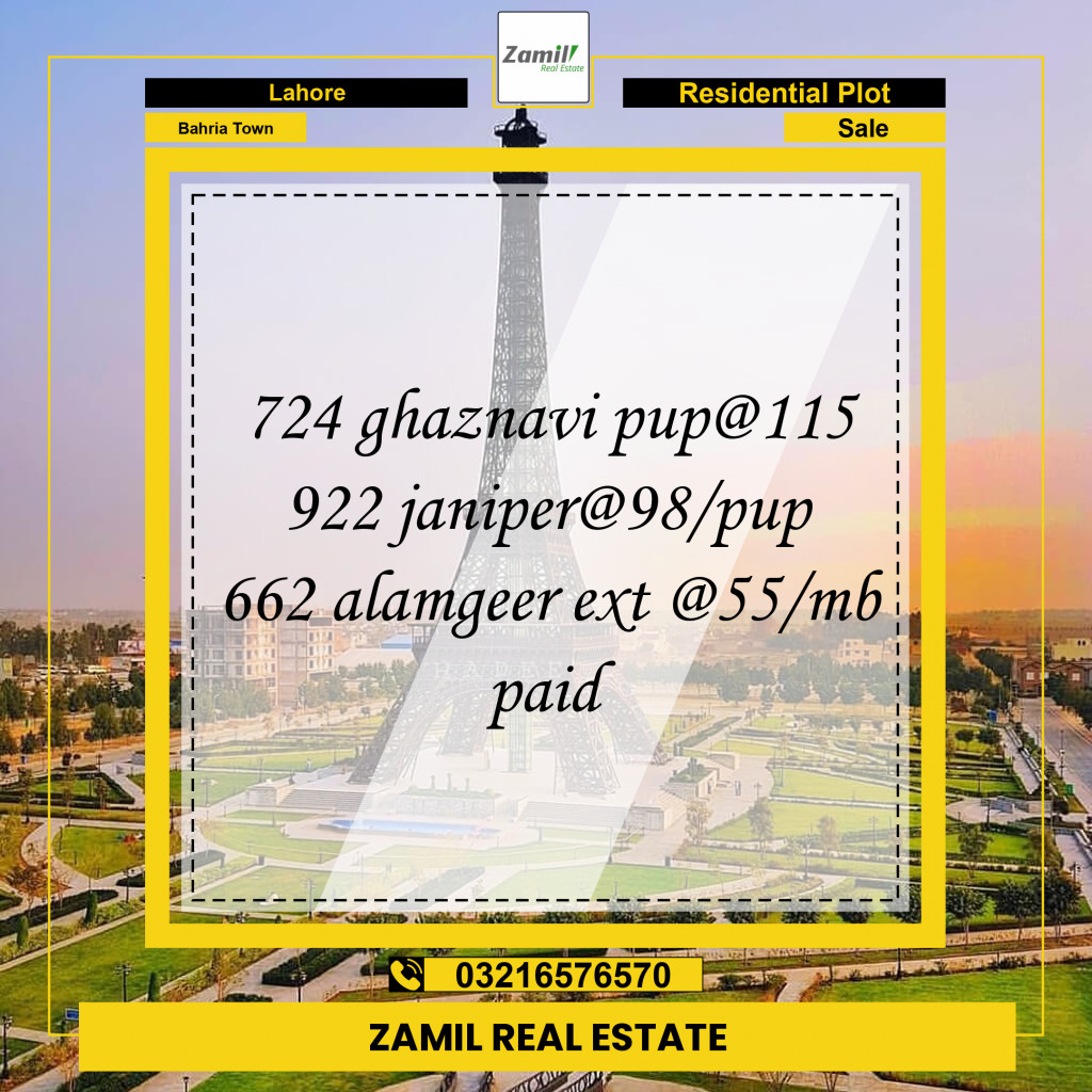 Residential Plot for Sale in Bahria Town, Lahore - (BP-97002)