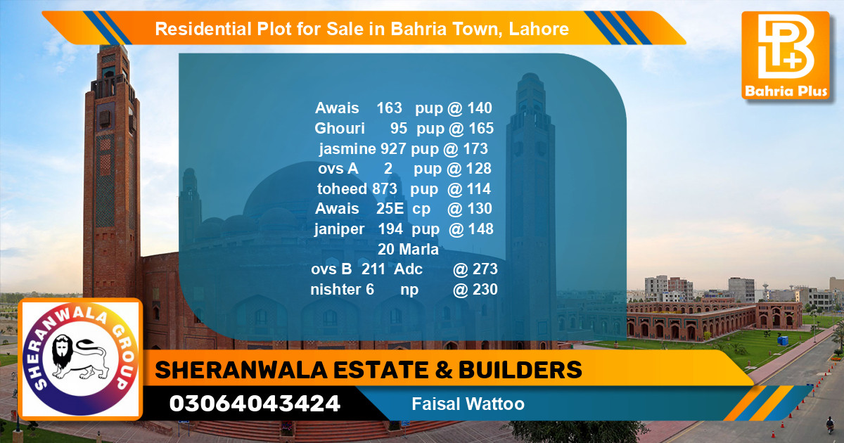 Residential Plot for Sale in Bahria Town, Lahore - (BP-97008)