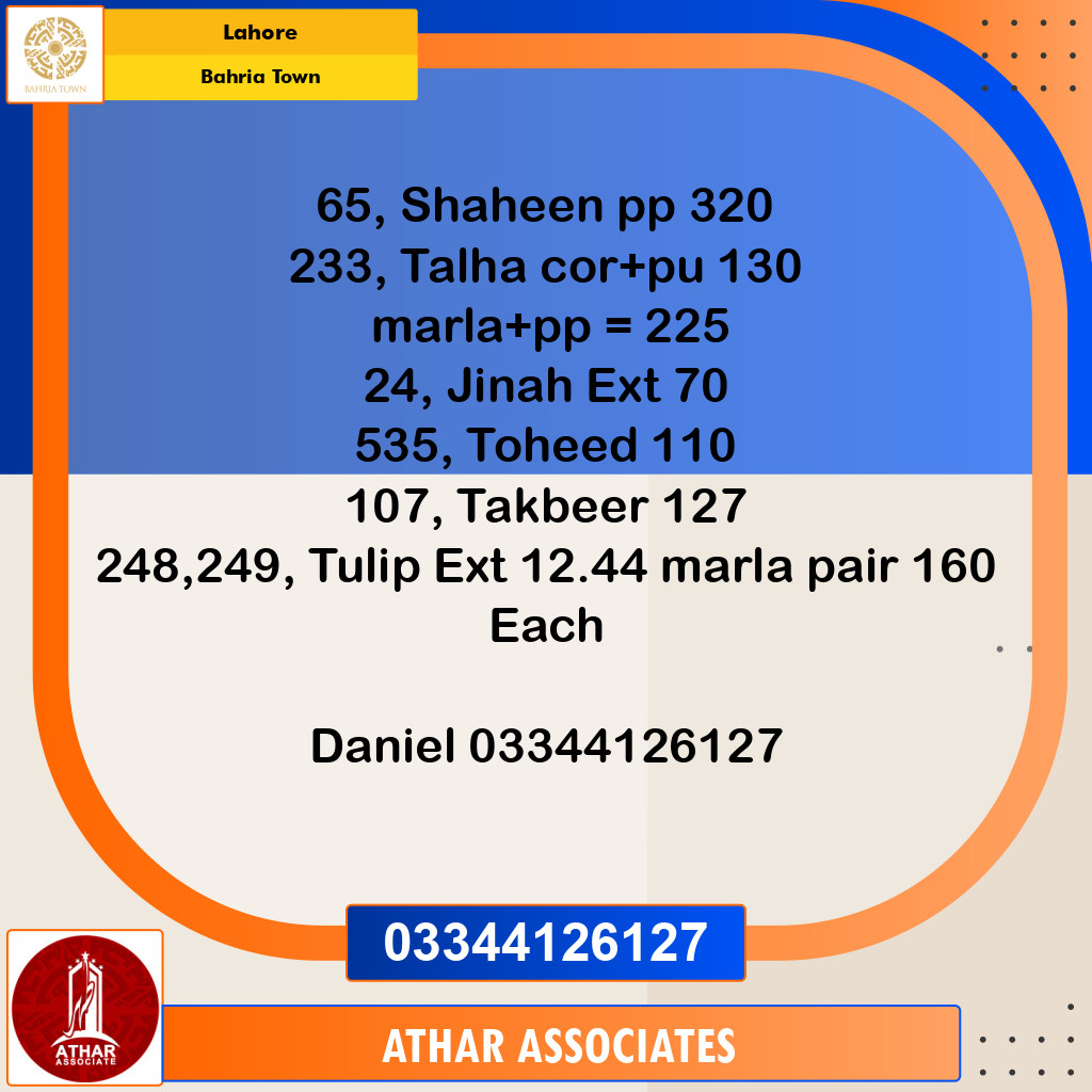 Residential Plot for Sale in Bahria Town, Lahore - (BP-97017)