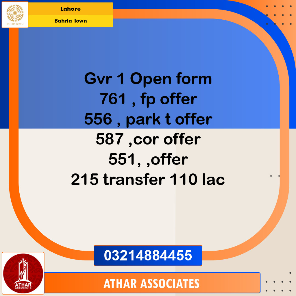 Residential Plot for Sale in Bahria Town, Lahore - (BP-97026)