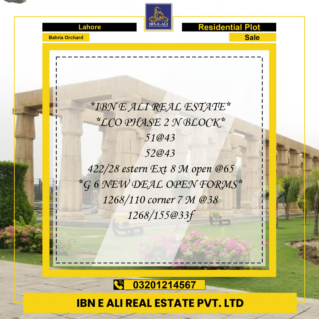 Residential Plot for Sale in Bahria Orchard, Lahore - (BP-97031)