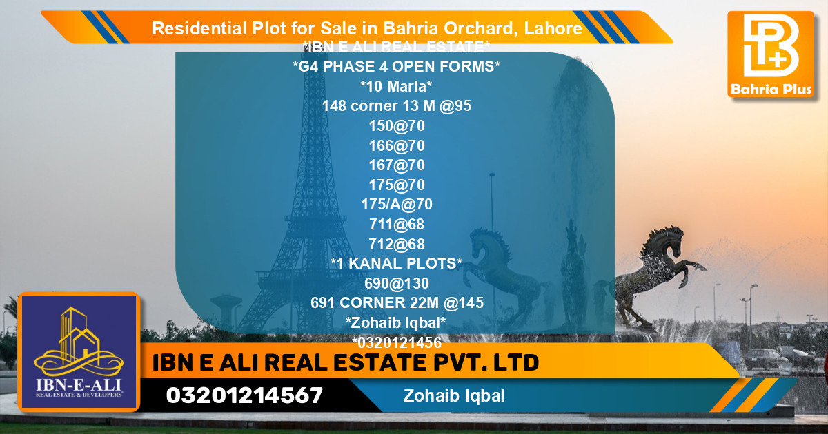Residential Plot for Sale in Bahria Orchard, Lahore - (BP-97033)