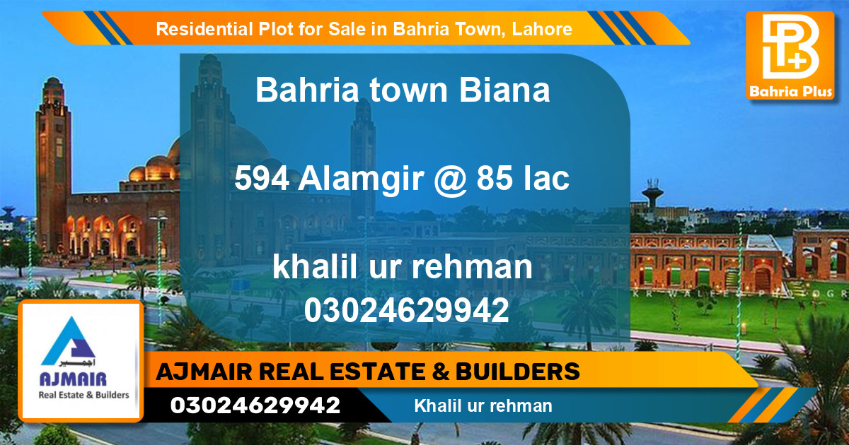 Residential Plot for Sale in Bahria Town, Lahore - (BP-97044)