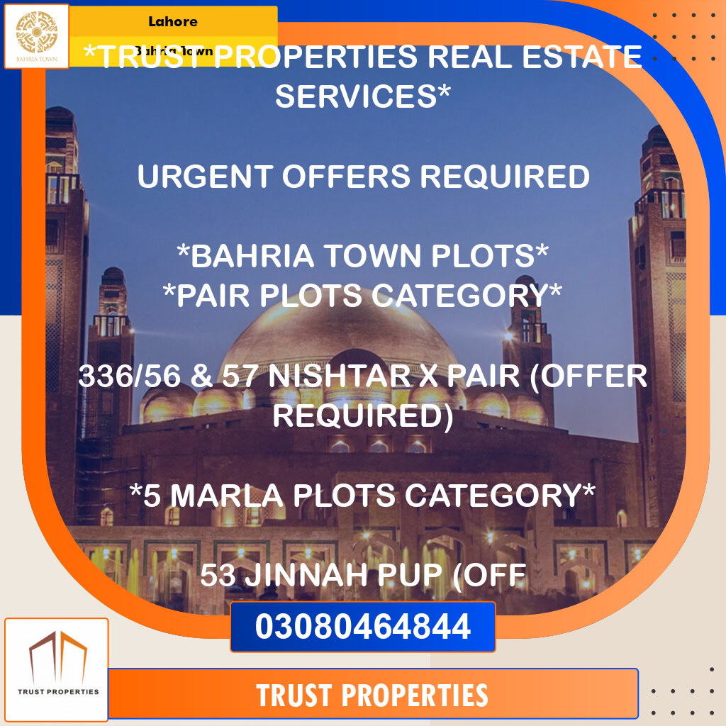 Residential Plot for Sale in Bahria Town, Lahore - (BP-97082)