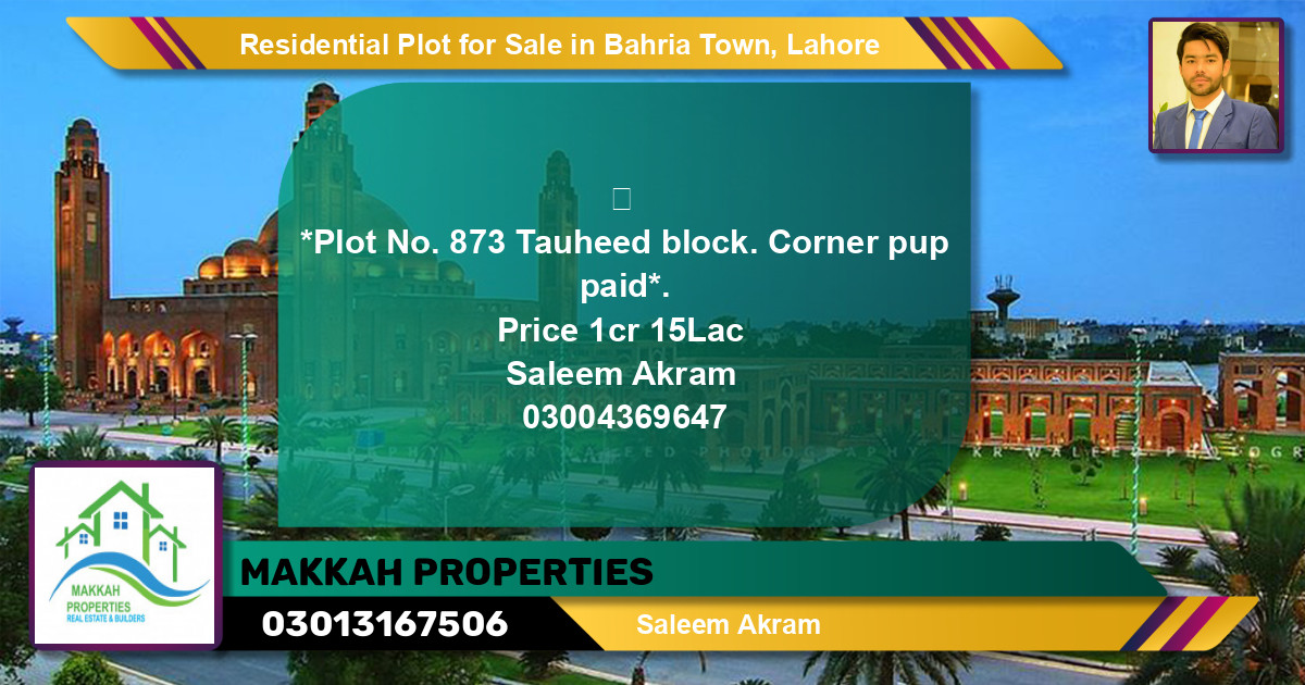Residential Plot for Sale in Bahria Town, Lahore - (BP-97089)