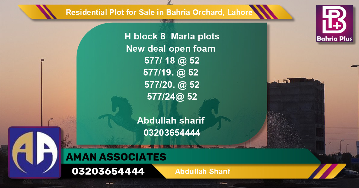 Residential Plot for Sale in Bahria Orchard, Lahore - (BP-97092)