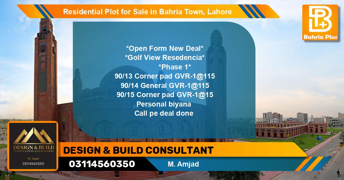 Residential Plot for Sale in Bahria Town, Lahore - (BP-97122)