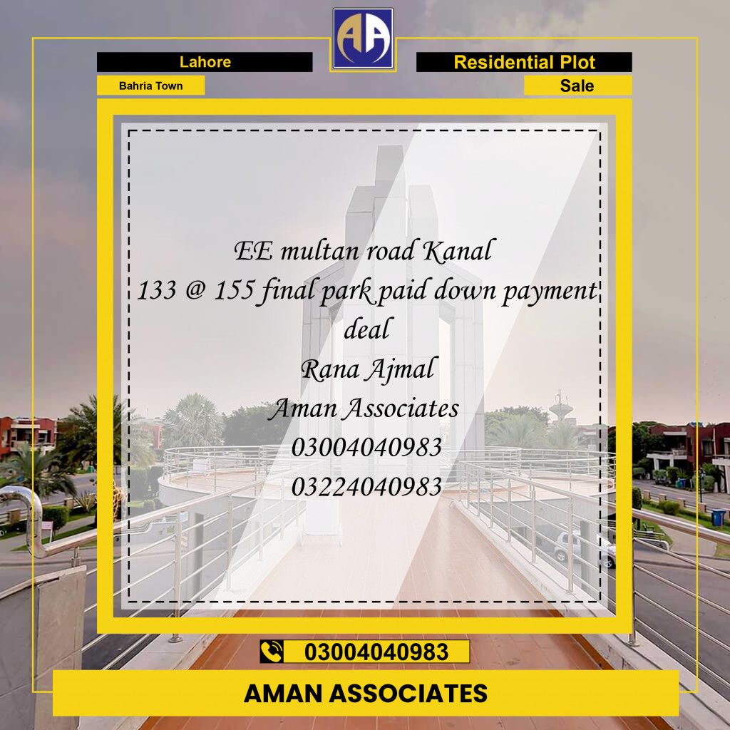 Residential Plot for Sale in Bahria Town, Lahore - (BP-97144)