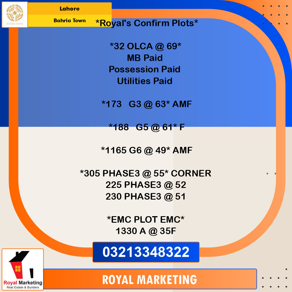 Residential Plot for Sale in Bahria Town, Lahore - (BP-97147)