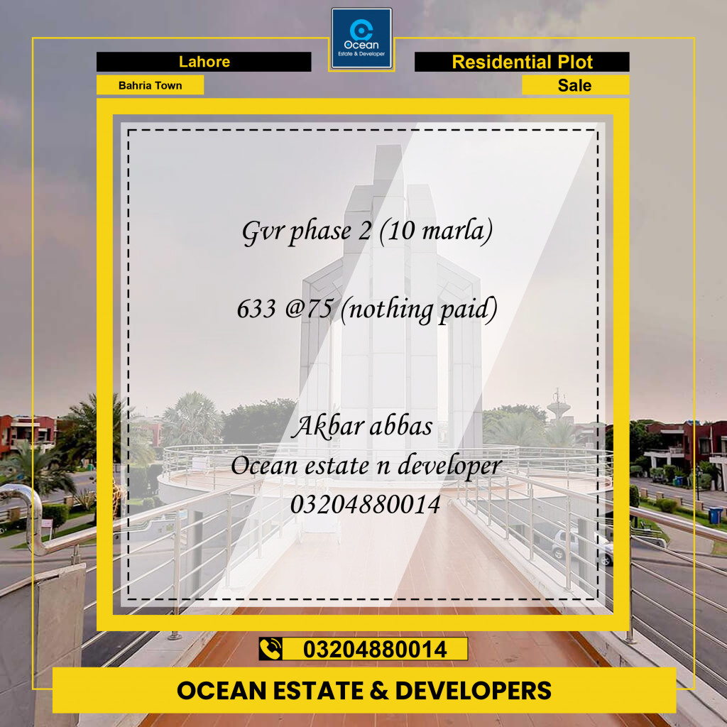 Residential Plot for Sale in Bahria Town, Lahore - (BP-97149)