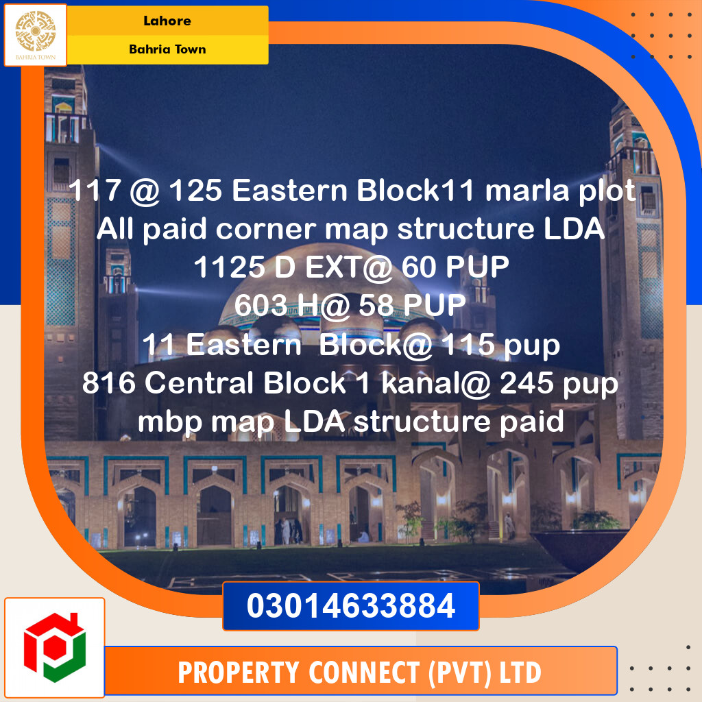 Residential Plot for Sale in Bahria Town, Lahore - (BP-97166)