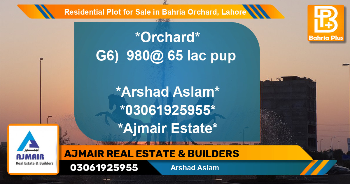 Residential Plot for Sale in Bahria Orchard, Lahore - (BP-97170)