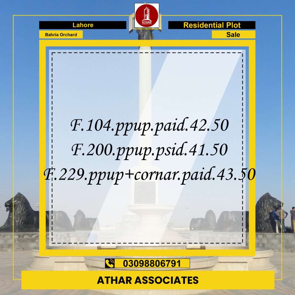 Residential Plot for Sale in Bahria Orchard, Lahore - (BP-97191)
