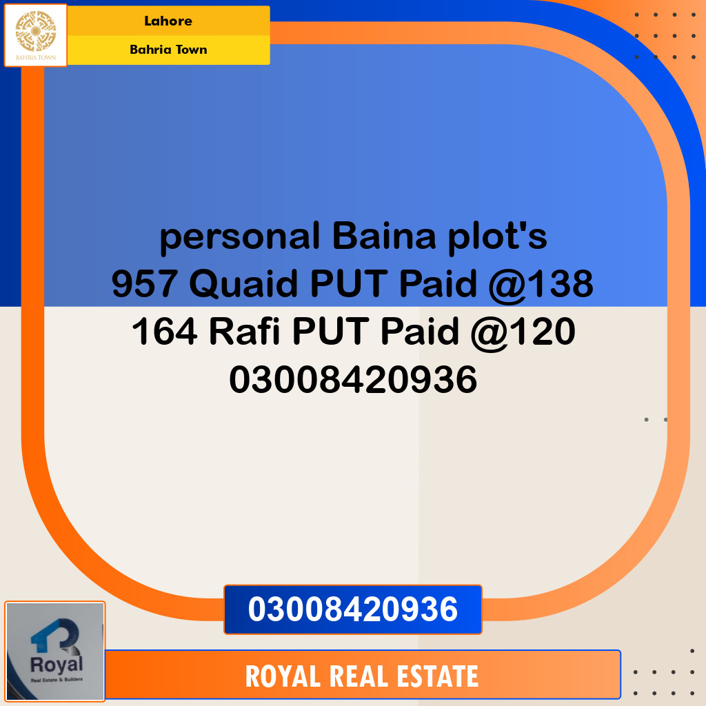 Residential Plot for Sale in Bahria Town, Lahore - (BP-97218)