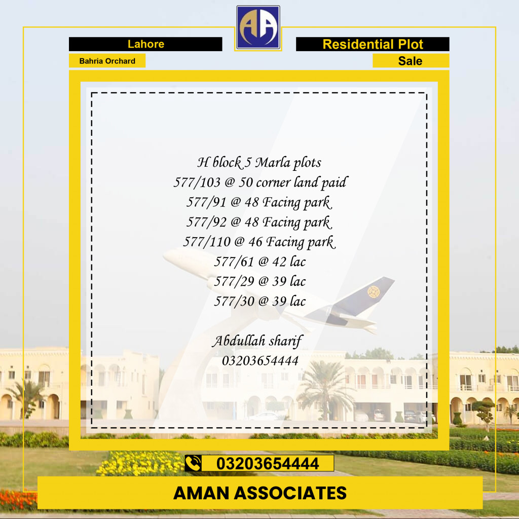 Residential Plot for Sale in Bahria Orchard, Lahore - (BP-97239)