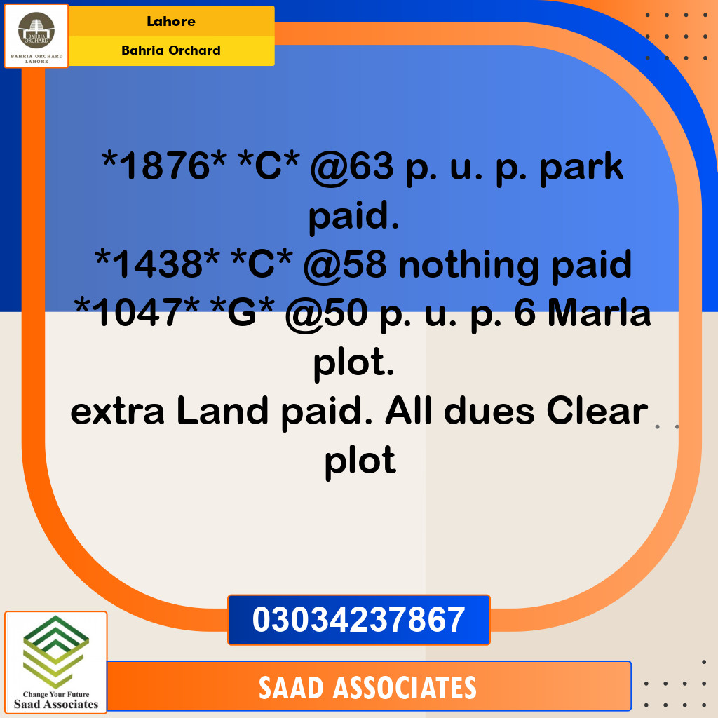 Residential Plot for Sale in Bahria Orchard, Lahore - (BP-97252)