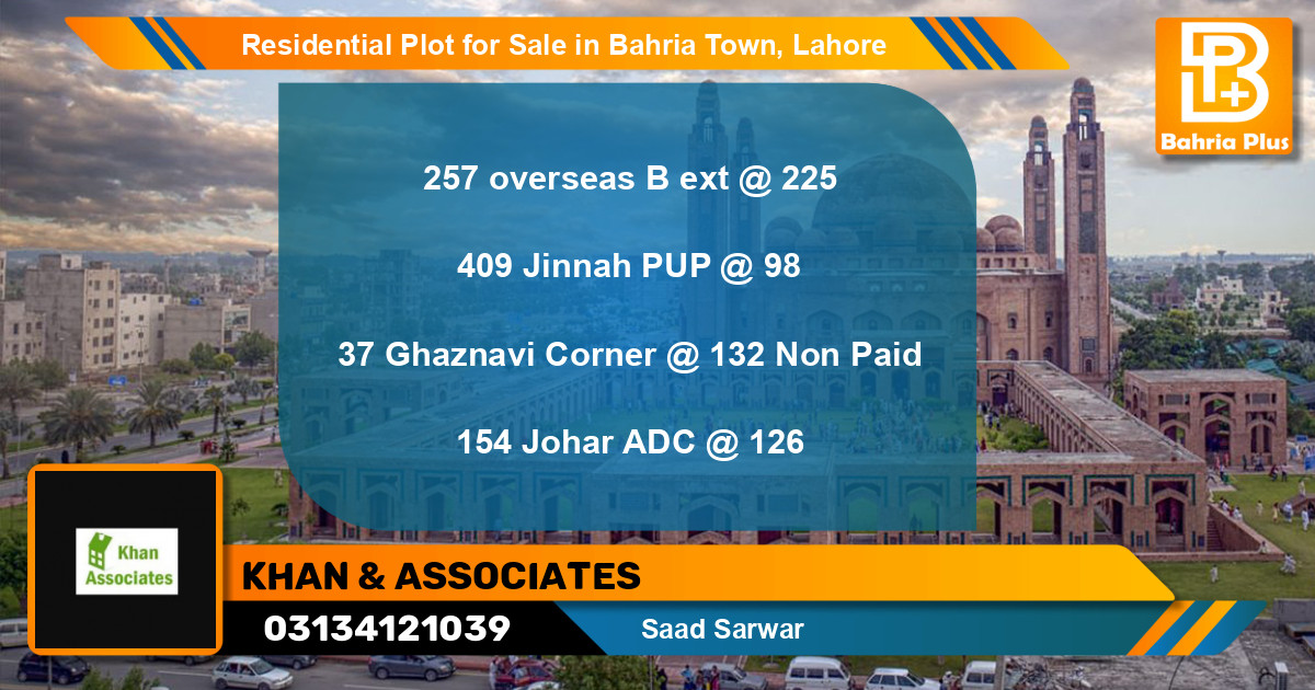 Residential Plot for Sale in Bahria Town, Lahore - (BP-97255)