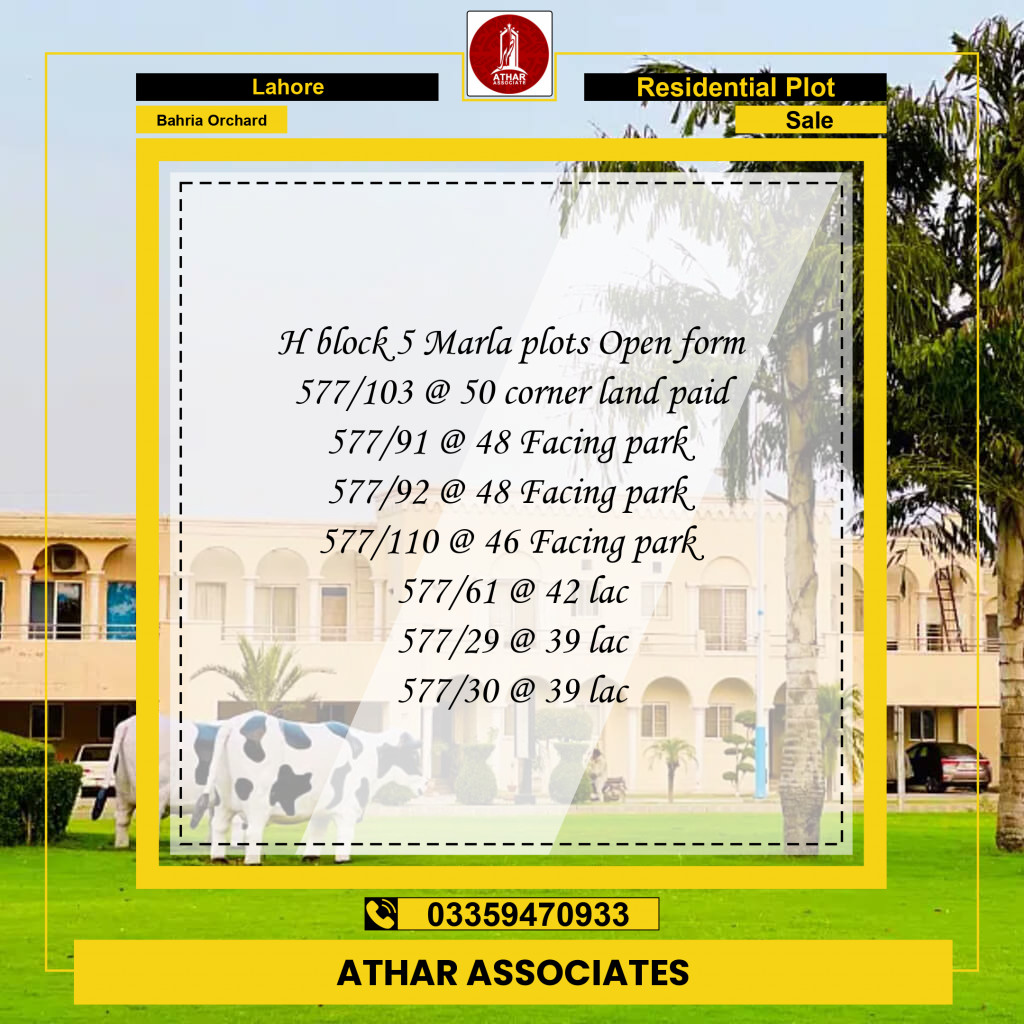 Residential Plot for Sale in Bahria Orchard, Lahore - (BP-97267)