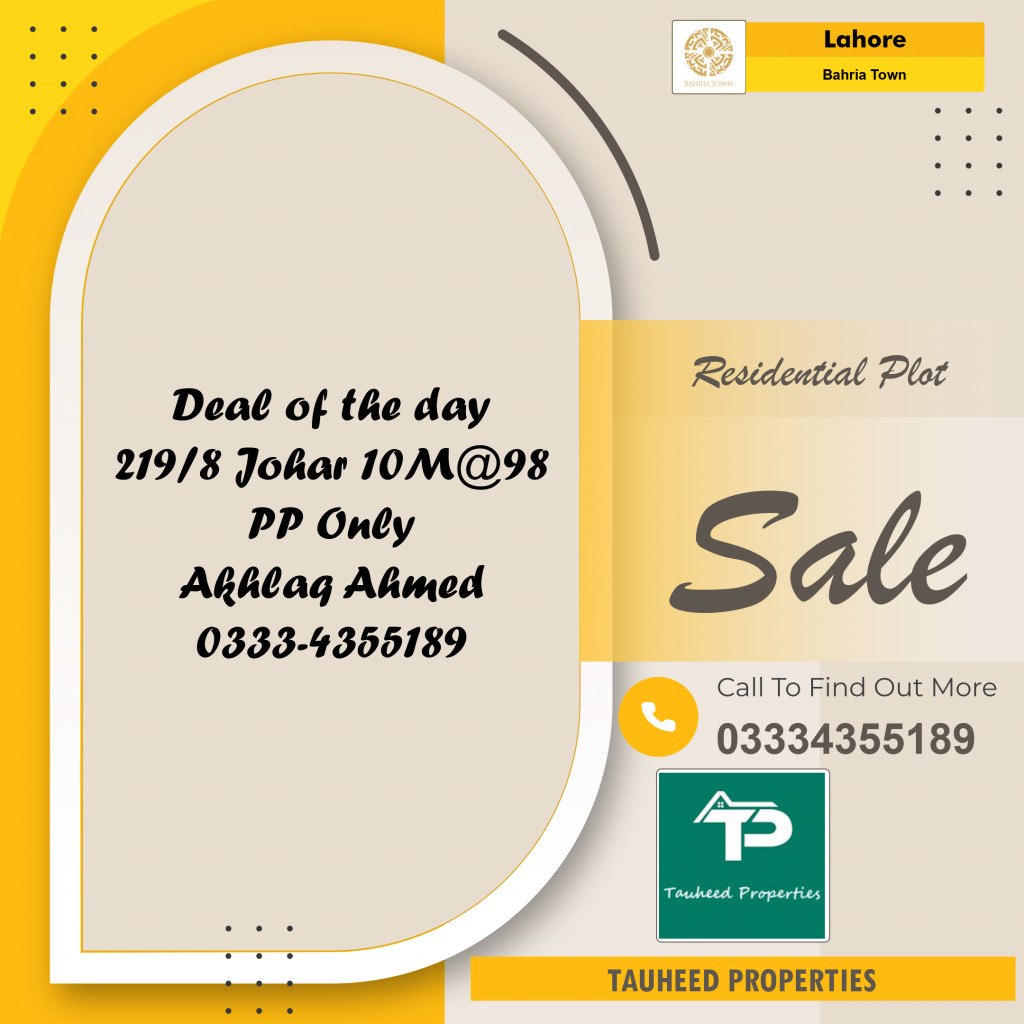 Residential Plot for Sale in Bahria Town, Lahore - (BP-97273)