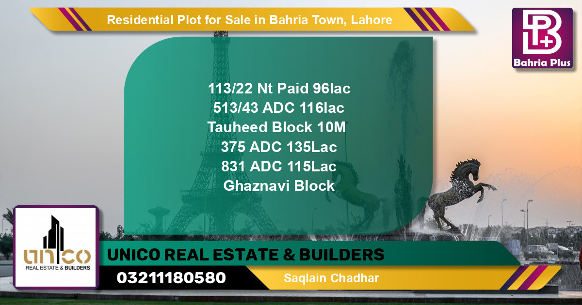 Residential Plot for Sale in Bahria Town, Lahore - (BP-97281)