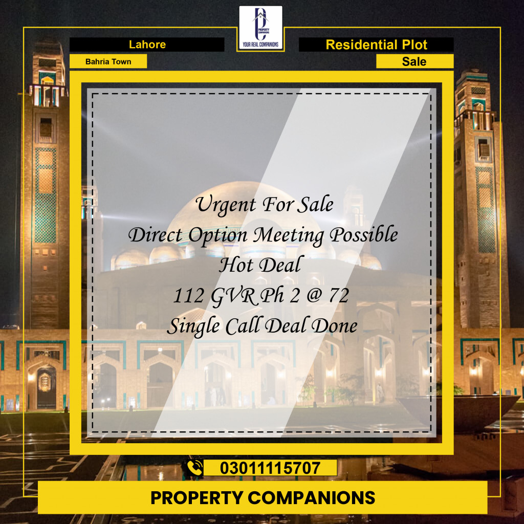 Residential Plot for Sale in Bahria Town, Lahore - (BP-97289)