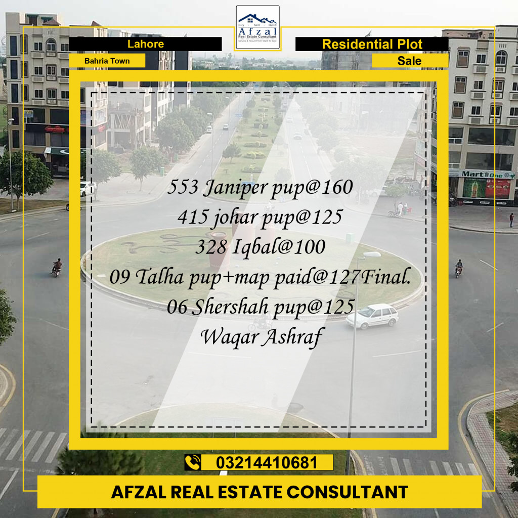 Residential Plot for Sale in Bahria Town, Lahore - (BP-97292)