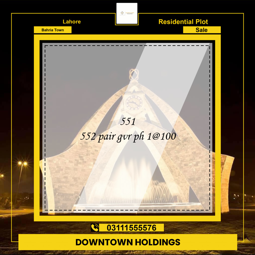 Residential Plot for Sale in Bahria Town, Lahore - (BP-97307)