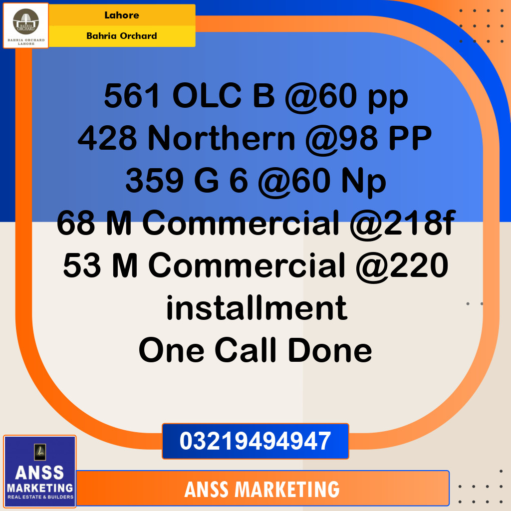 Residential Plot for Sale in Bahria Orchard, Lahore - (BP-97314)
