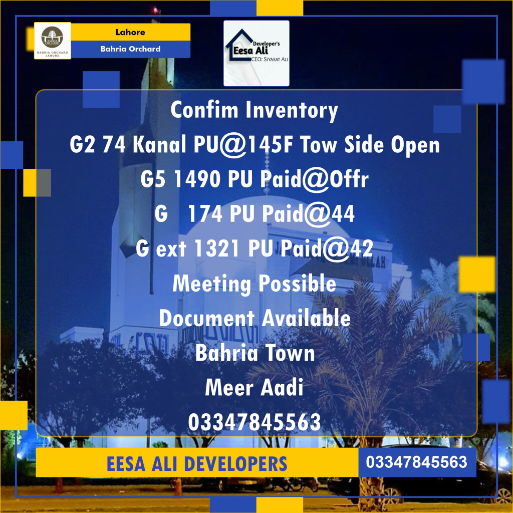 Residential Plot for Sale in Bahria Orchard, Lahore - (BP-97318)