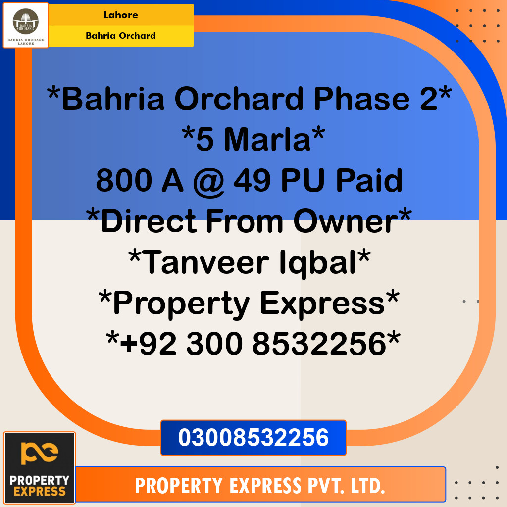 Residential Plot for Sale in Bahria Orchard, Lahore - (BP-97324)