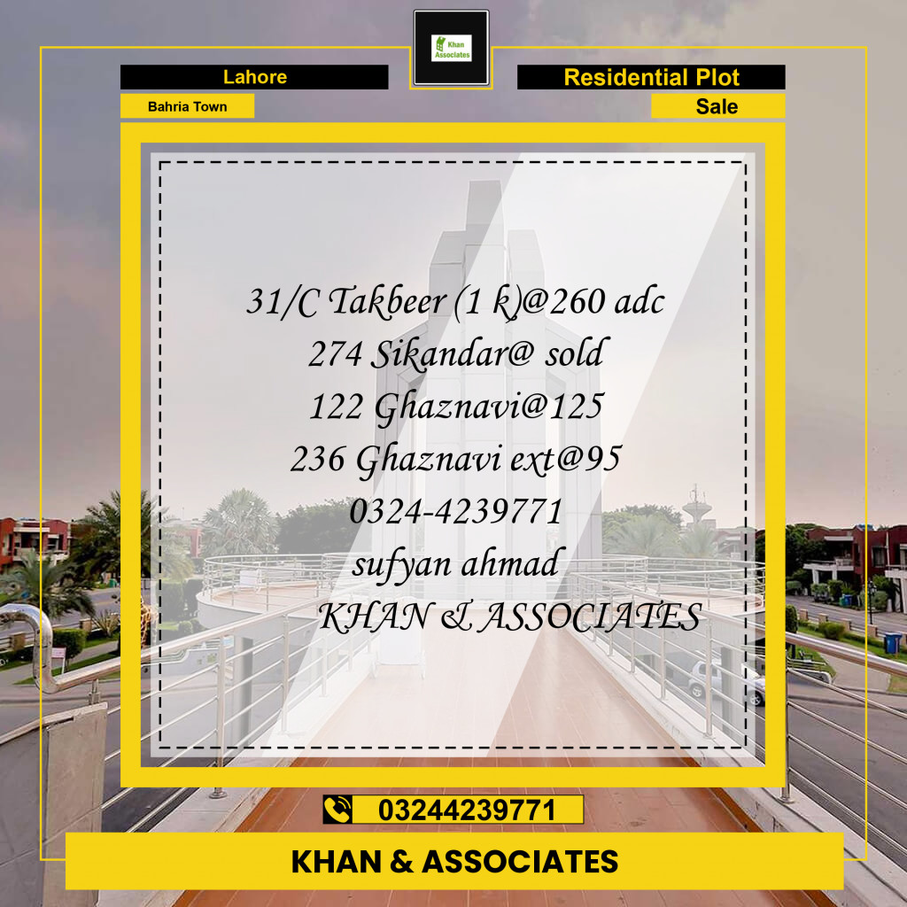 Residential Plot for Sale in Bahria Town, Lahore - (BP-97330)