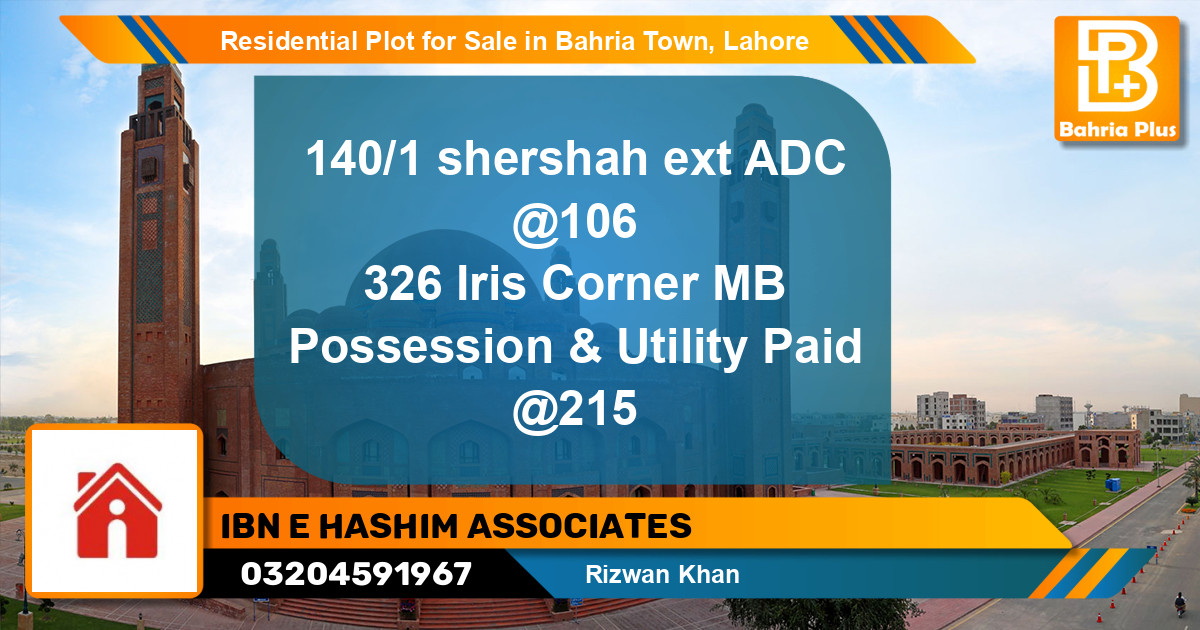 Residential Plot for Sale in Bahria Town, Lahore - (BP-97373)